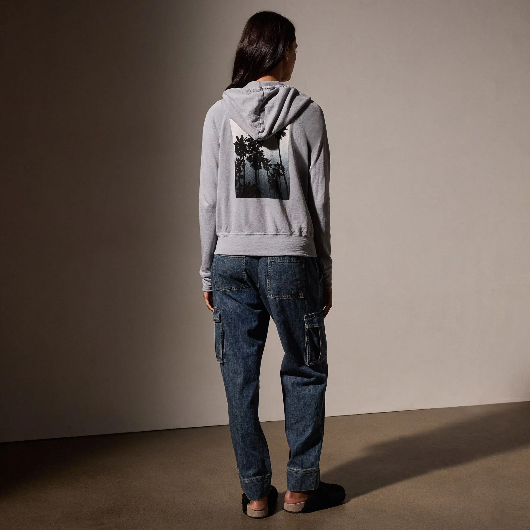 Ombrè Palms Full Zip Graphic Hoodie - Breeze Pigment/Grey