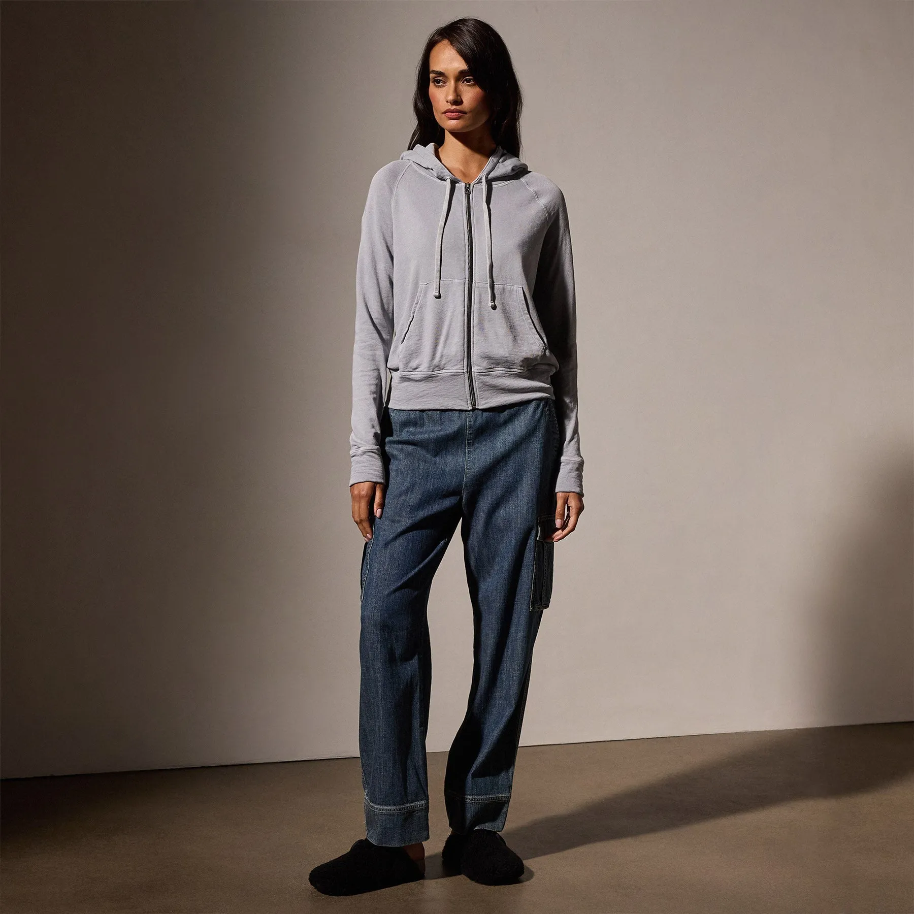 Ombrè Palms Full Zip Graphic Hoodie - Breeze Pigment/Grey