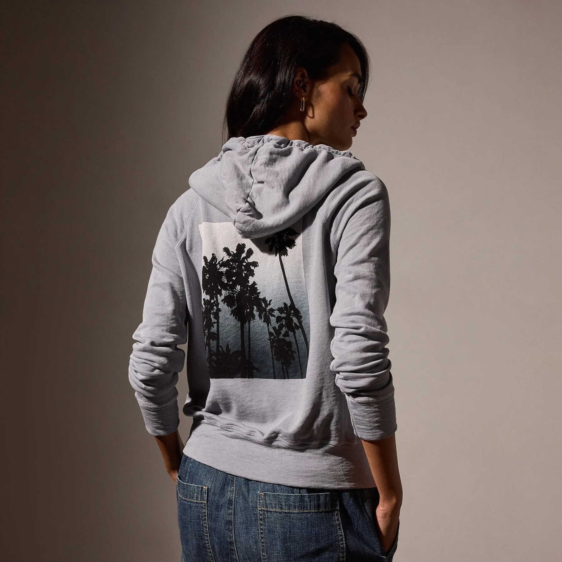Ombrè Palms Full Zip Graphic Hoodie - Breeze Pigment/Grey