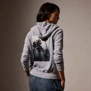 Ombrè Palms Full Zip Graphic Hoodie - Breeze Pigment/Grey