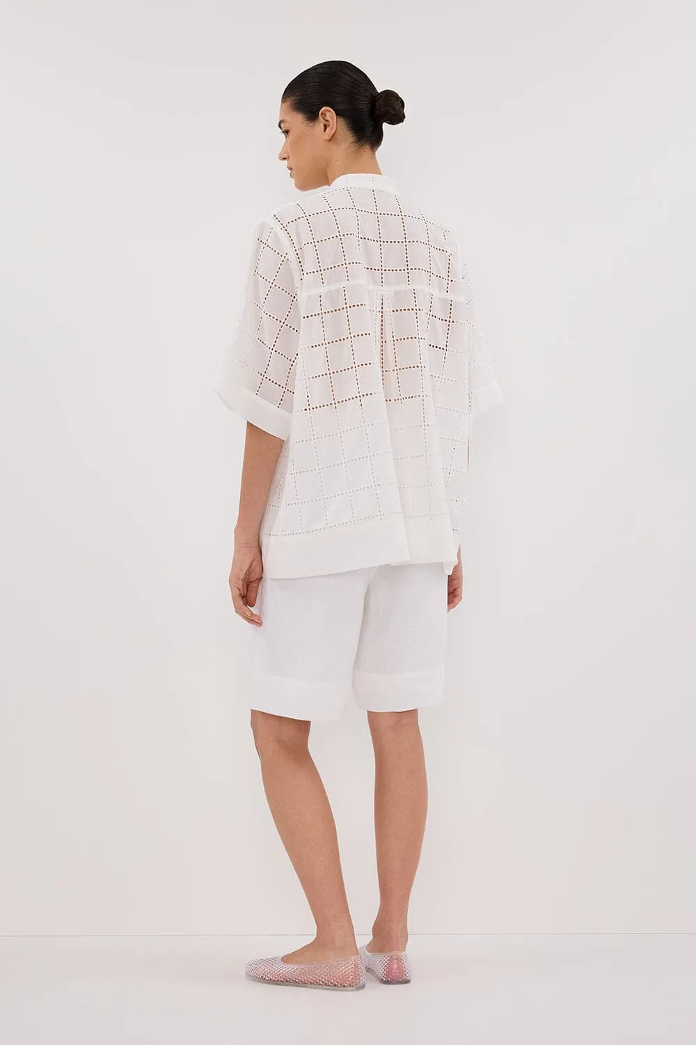 OWEN WHITE SLEEVED BRODERIE SHIRT
