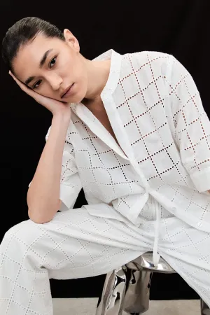 OWEN WHITE SLEEVED BRODERIE SHIRT