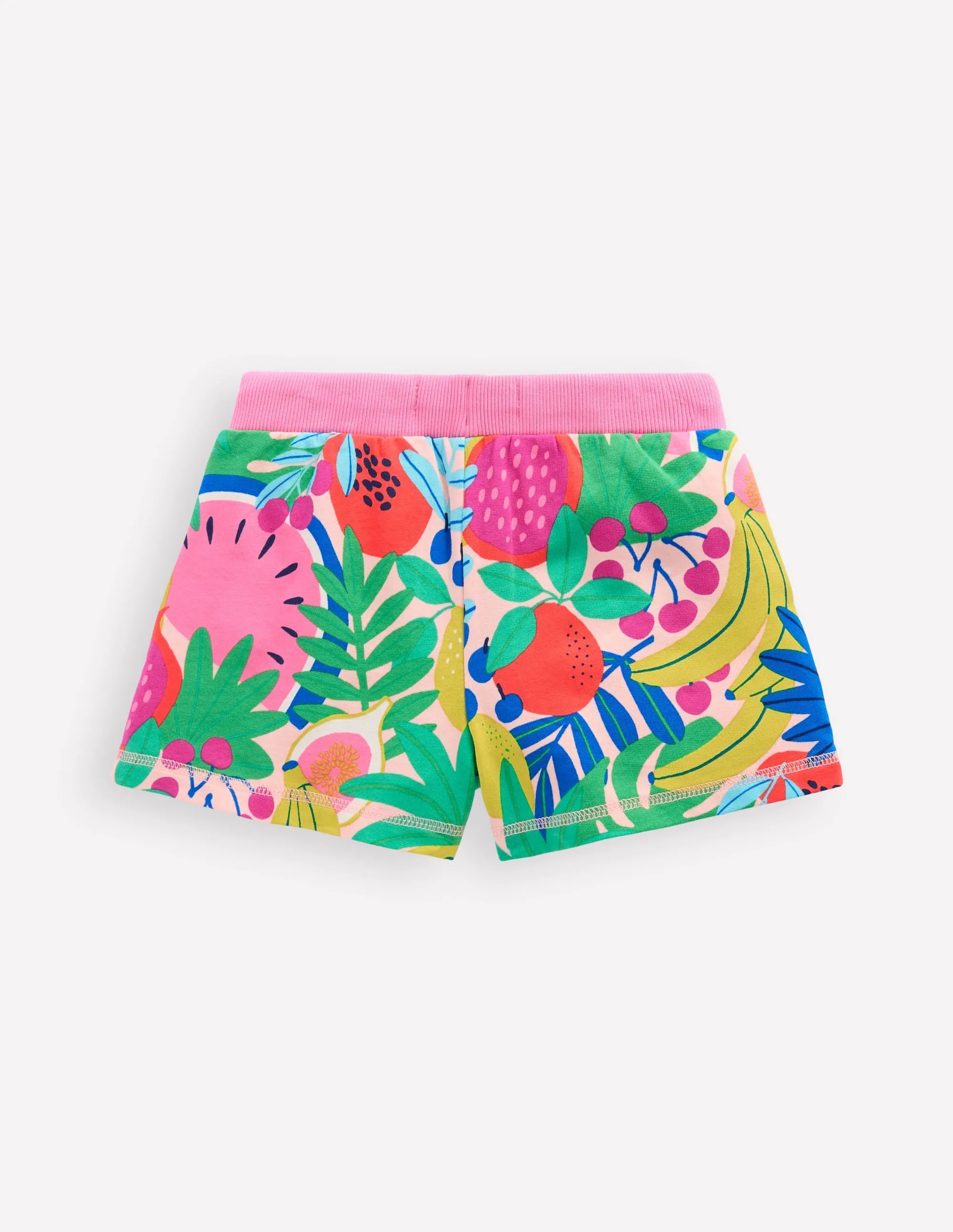 Printed Jersey Shorts-Multi Tropical Fruit
