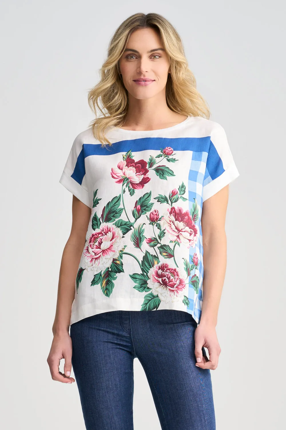 Printed Linen Mix Top - Picnic in Paris