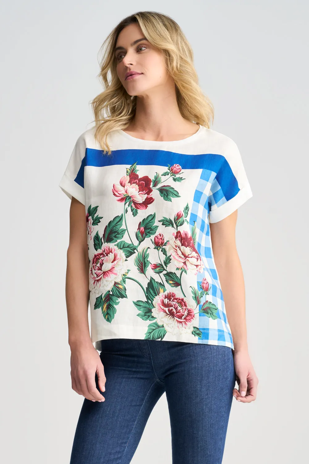 Printed Linen Mix Top - Picnic in Paris
