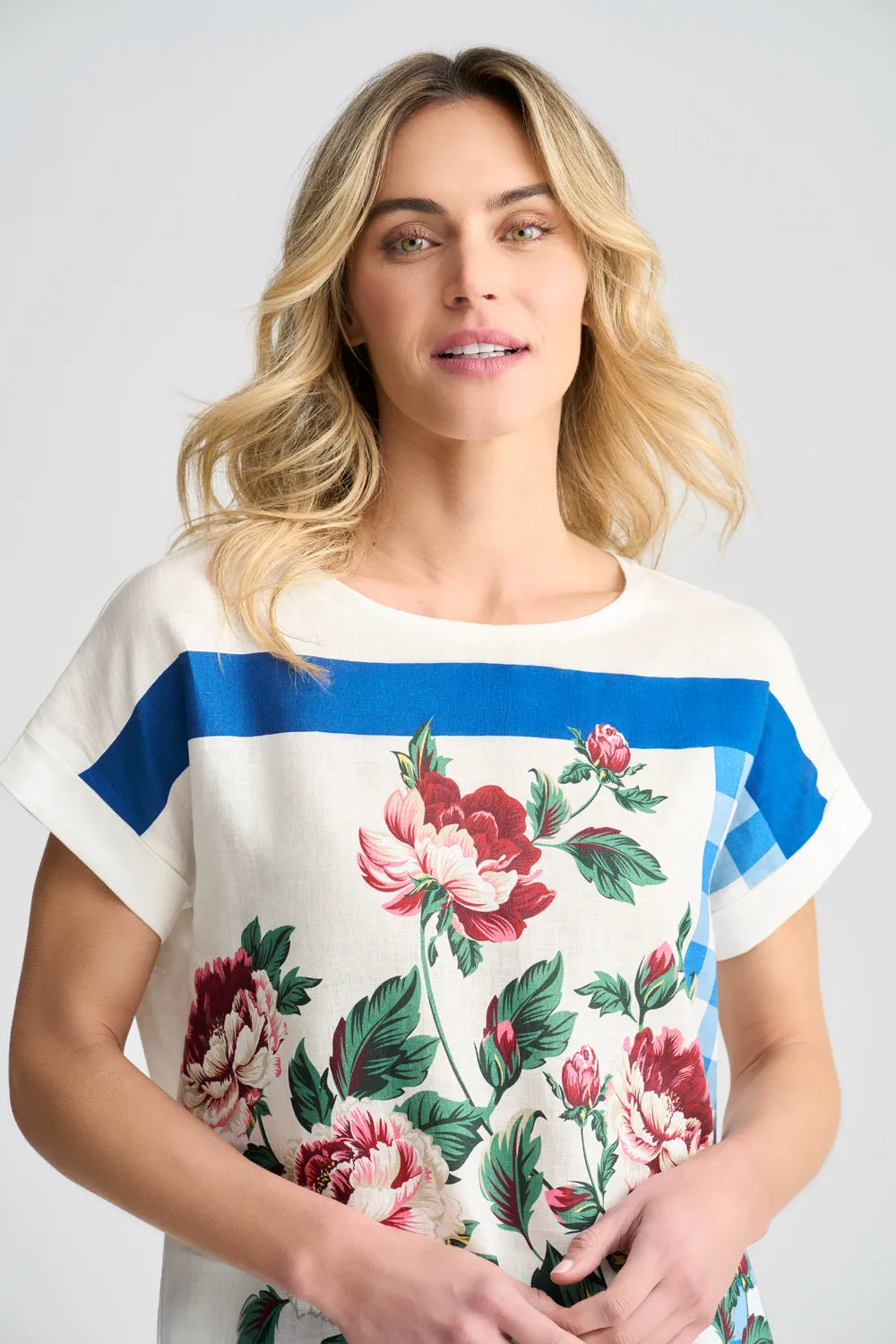 Printed Linen Mix Top - Picnic in Paris