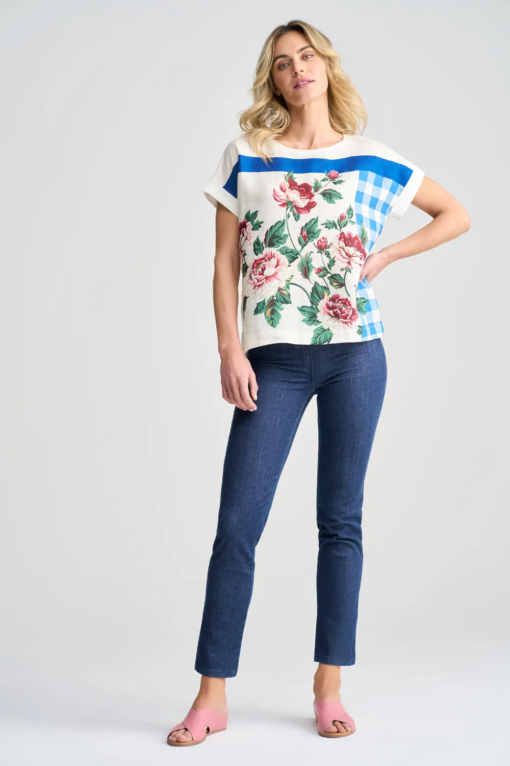 Printed Linen Mix Top - Picnic in Paris