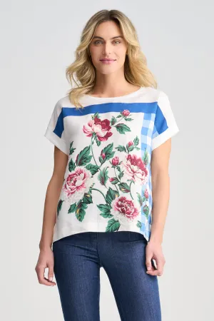 Printed Linen Mix Top - Picnic in Paris