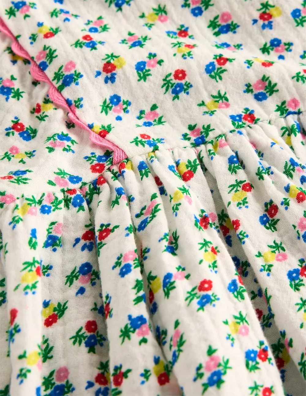 Puff Sleeve Double Cloth Dress-Soft Ivory Ditsy Floral