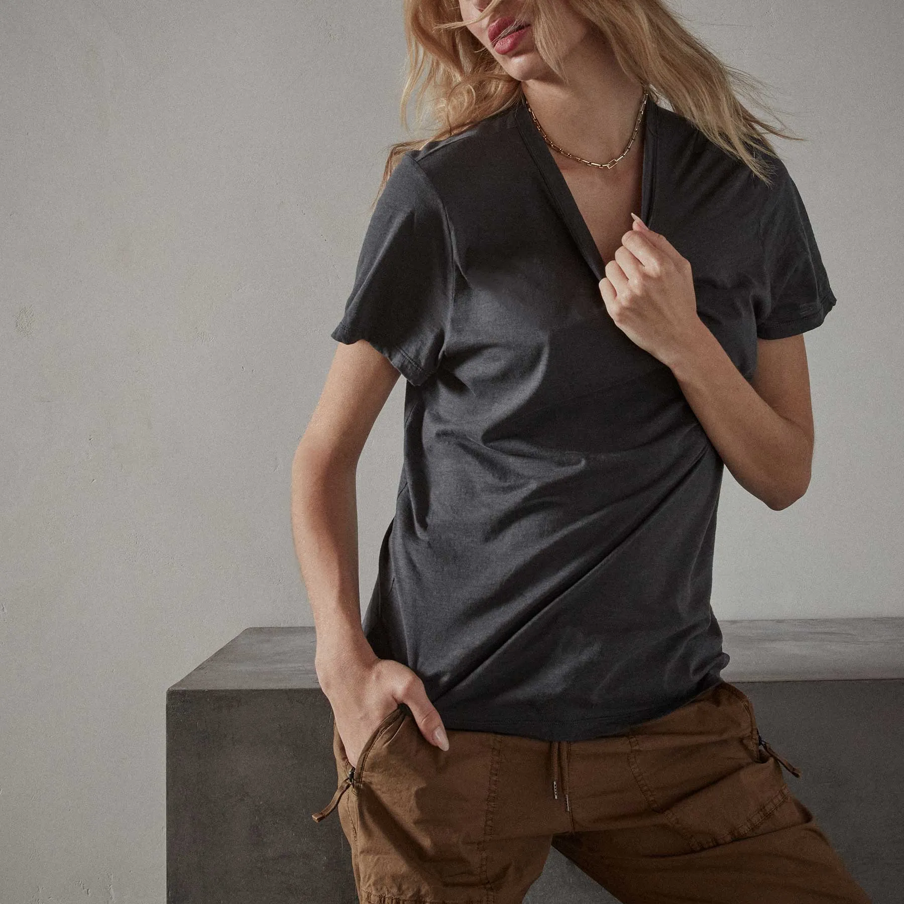 Recycled Lotus Jersey Knit Tee - Magma