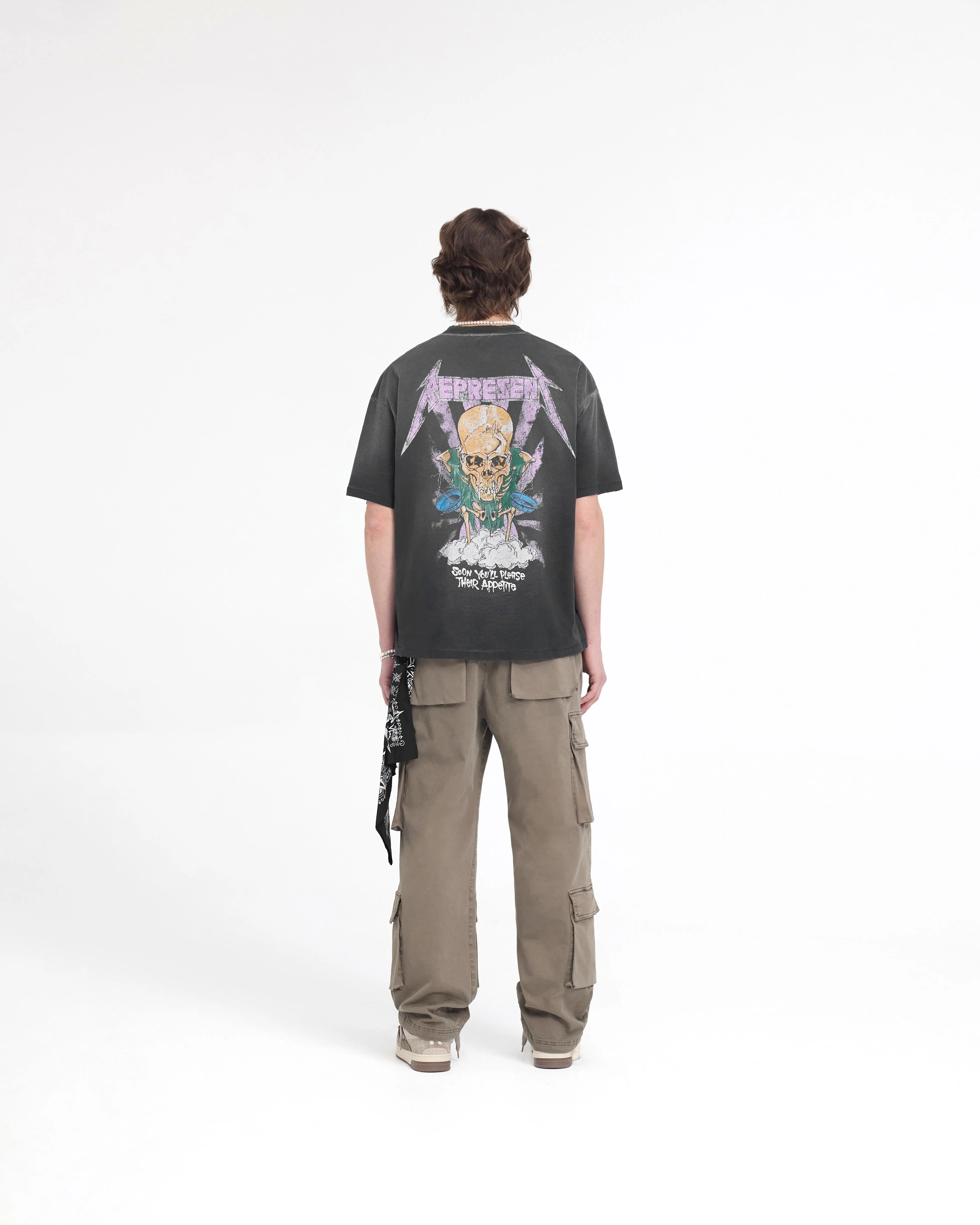 Represent X Metallica Justice T-Shirt - Stained Black