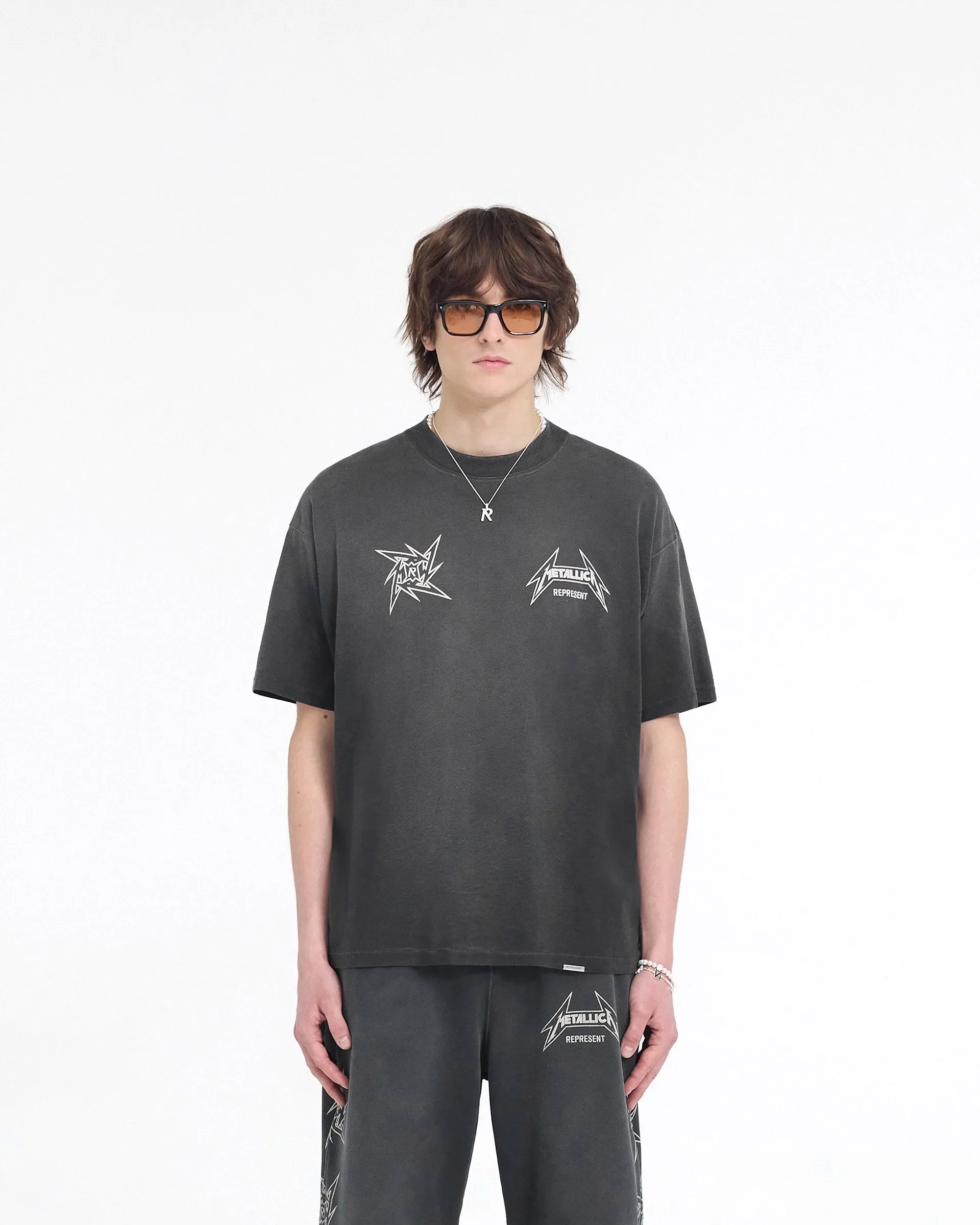 Represent X Metallica Local Crew T-Shirt - Stained Black