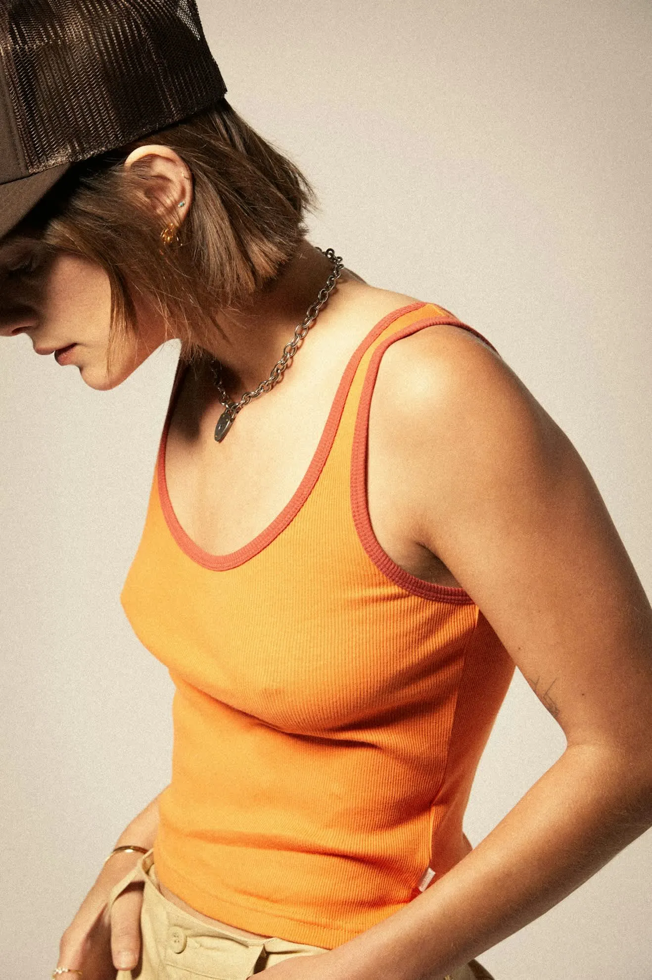 Ringer Organic A-Tank - Tangerine/Burnt Brick
