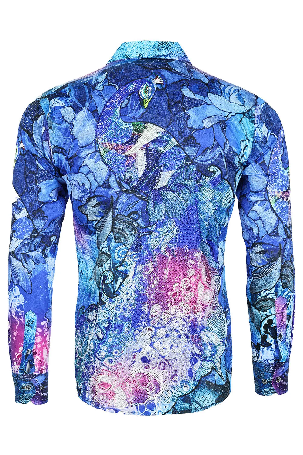 Roma Peacock Rhinestone Long Sleeve Shirt
