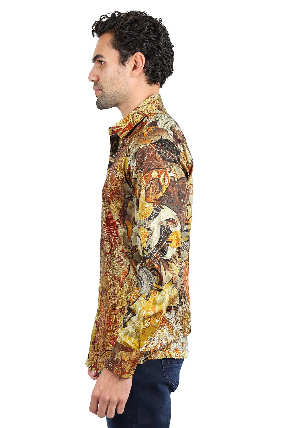 Roma Peacock Rhinestone Long Sleeve Shirt