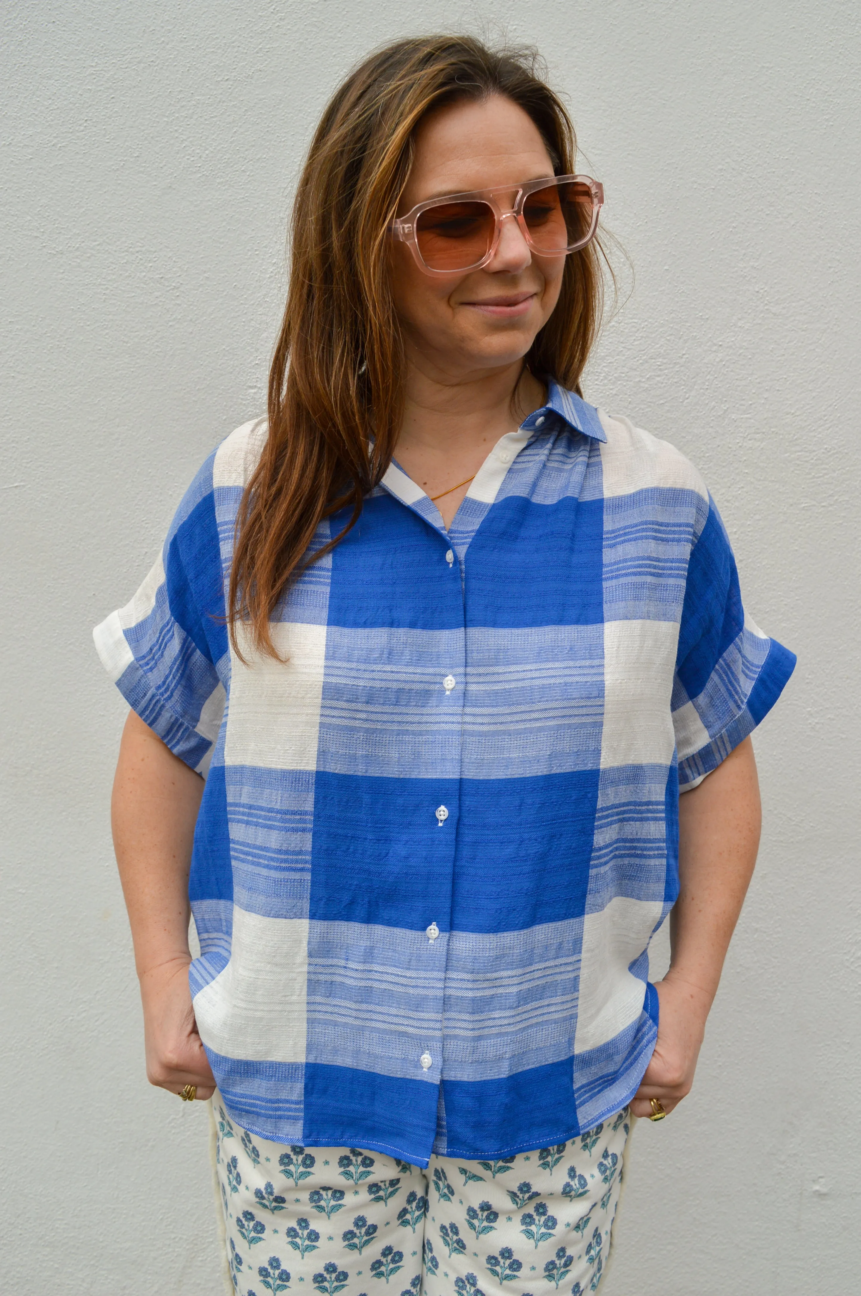 Sacrecoeur Louisa Blue Check Shirt