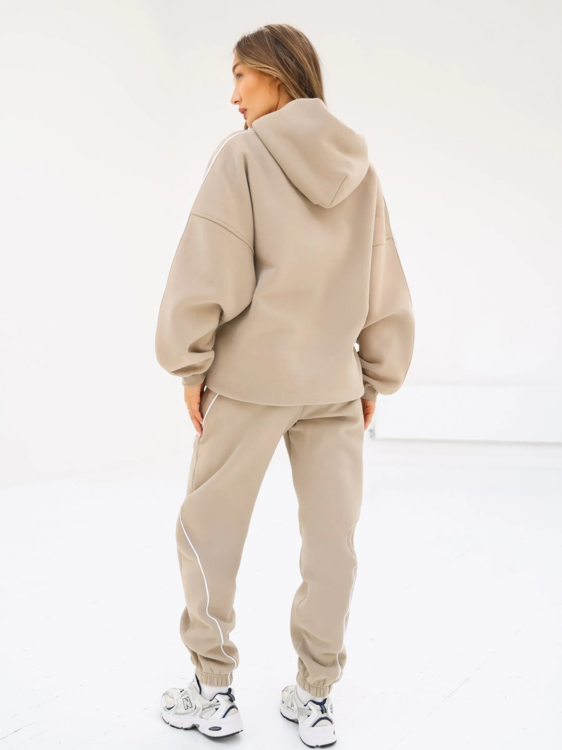 Seam Oversized Hoodie & Sweatpants Set - Washed Khaki