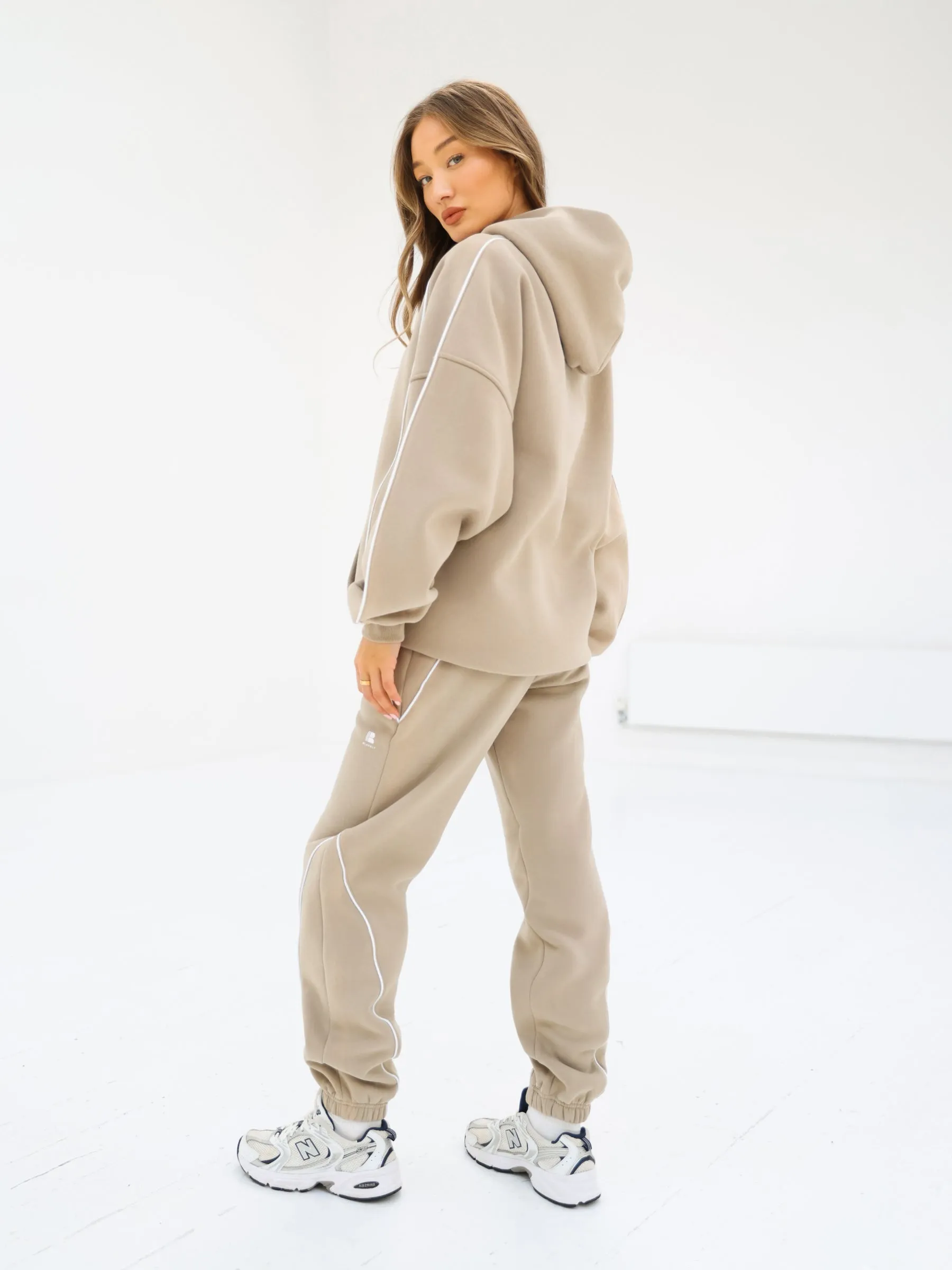 Seam Oversized Hoodie & Sweatpants Set - Washed Khaki