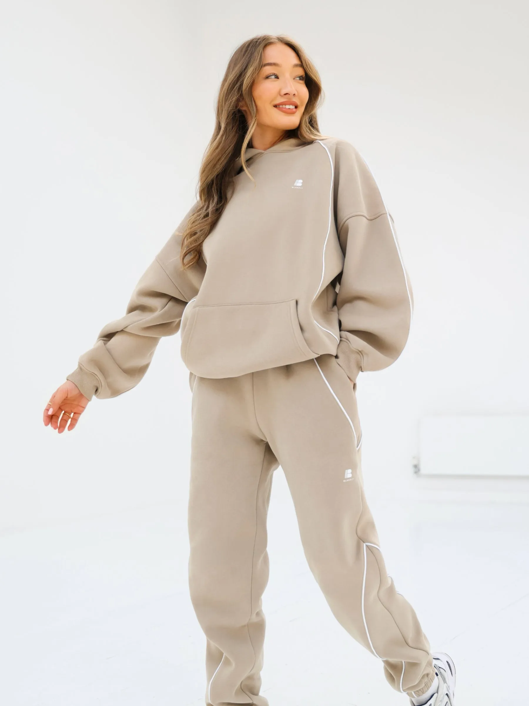 Seam Oversized Hoodie & Sweatpants Set - Washed Khaki