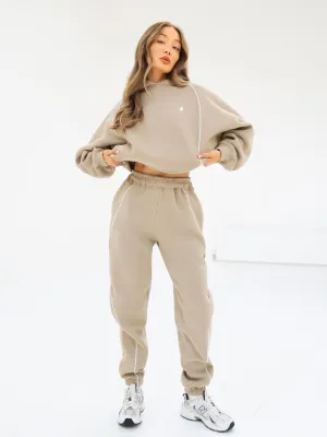 Seam Oversized Hoodie & Sweatpants Set - Washed Khaki