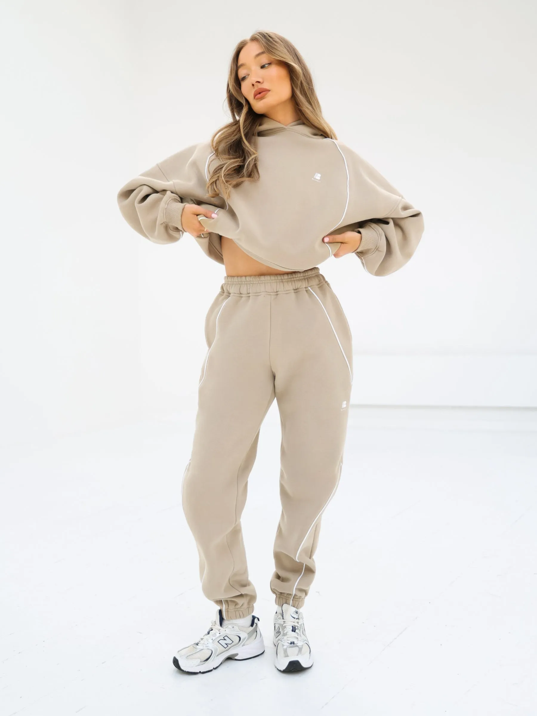 Seam Oversized Hoodie & Sweatpants Set - Washed Khaki