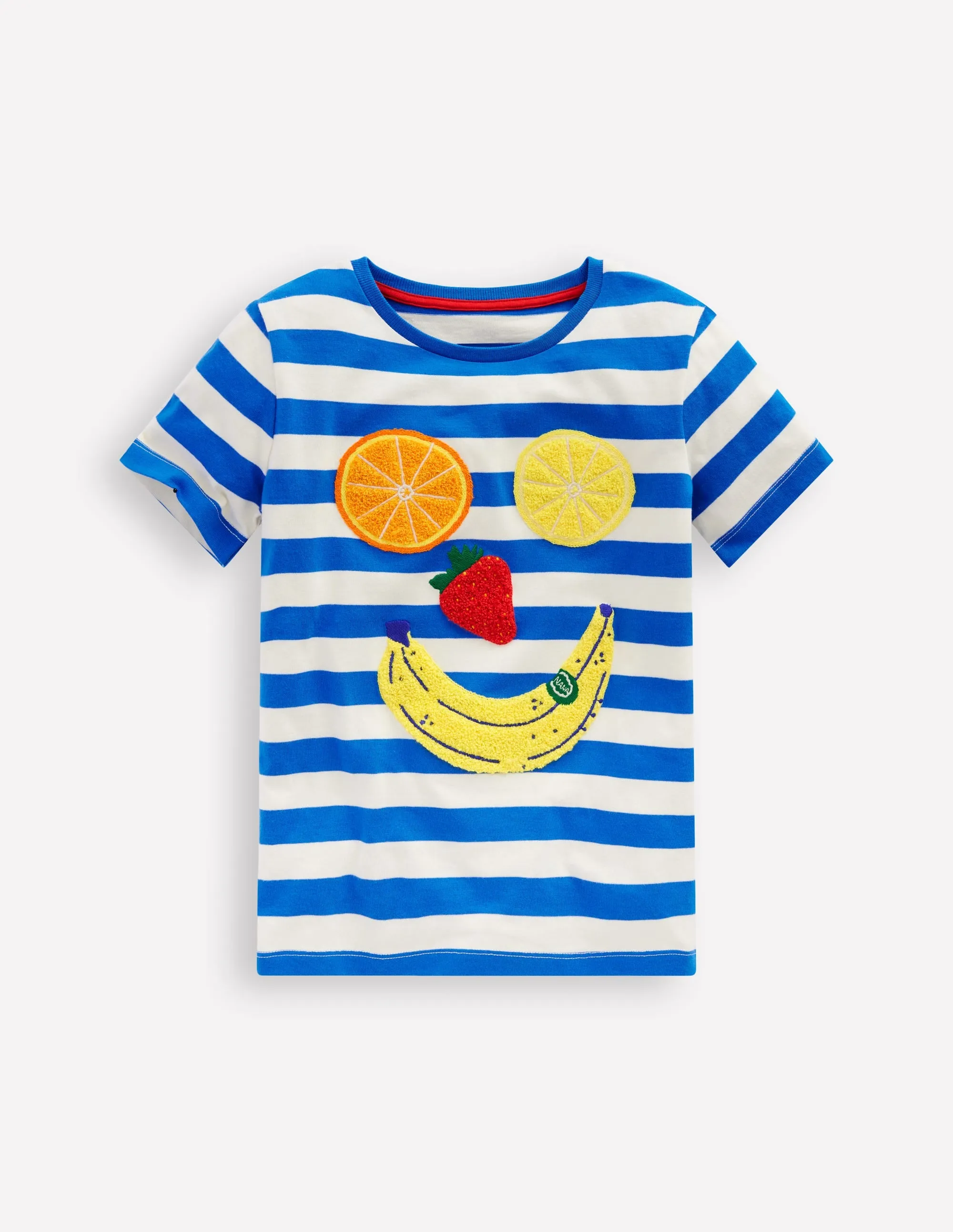 Short Sleeve Bouclé T-shirt-Gallery Blue/ Ivory Fruit Face