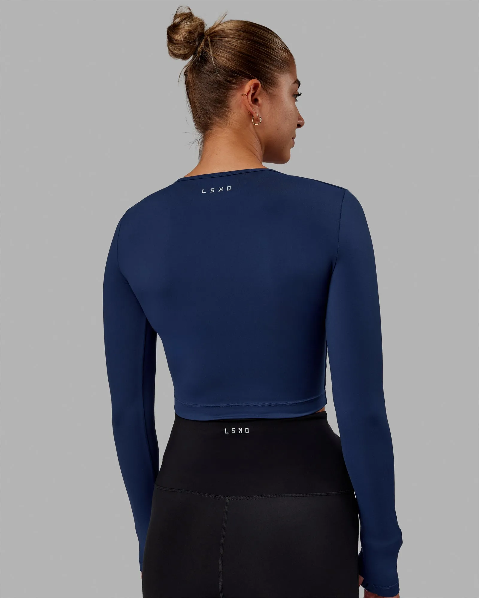 Staple Long Sleeve Cropped Tee - Midnight Blue