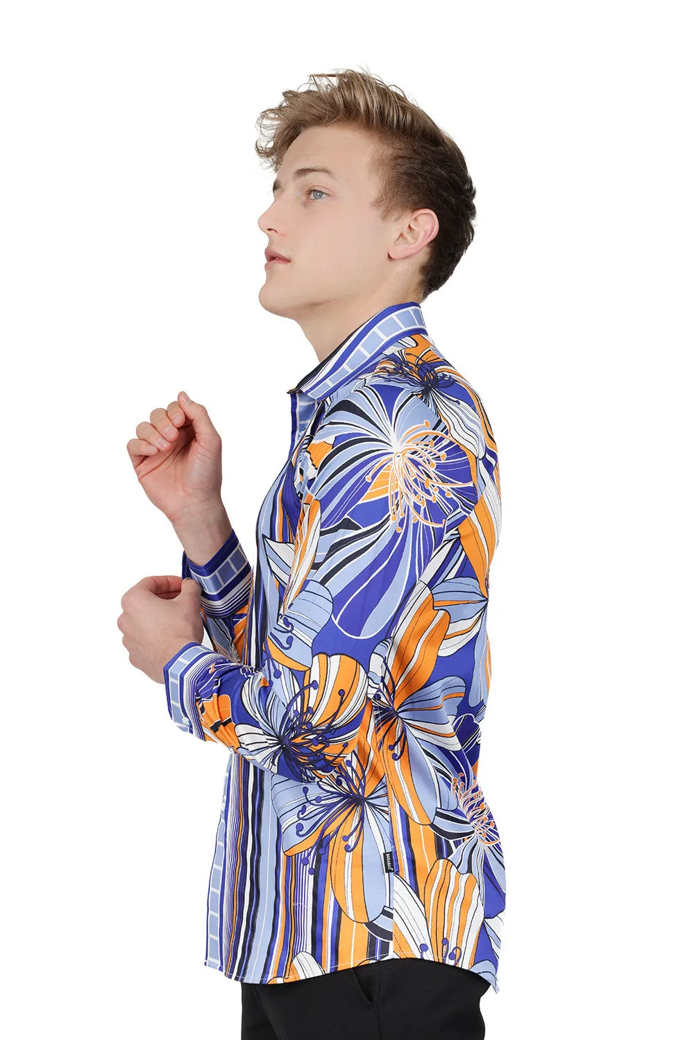 STRIPE FLORAL Long Sleeve Shirt