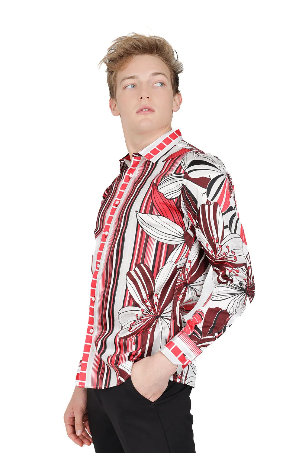 STRIPE FLORAL Long Sleeve Shirt