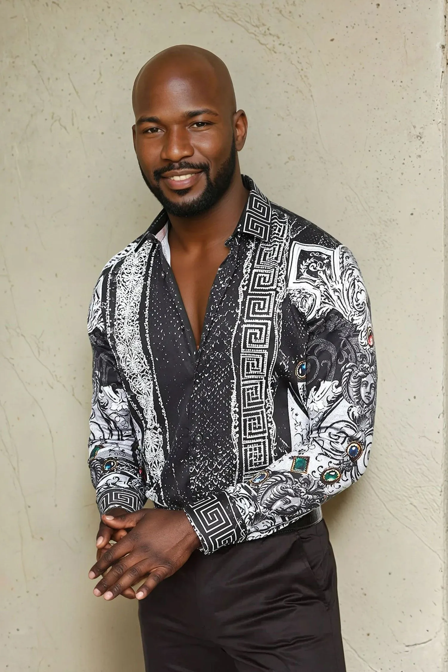 Summer Night Rhinestone Long Sleeve Shirt