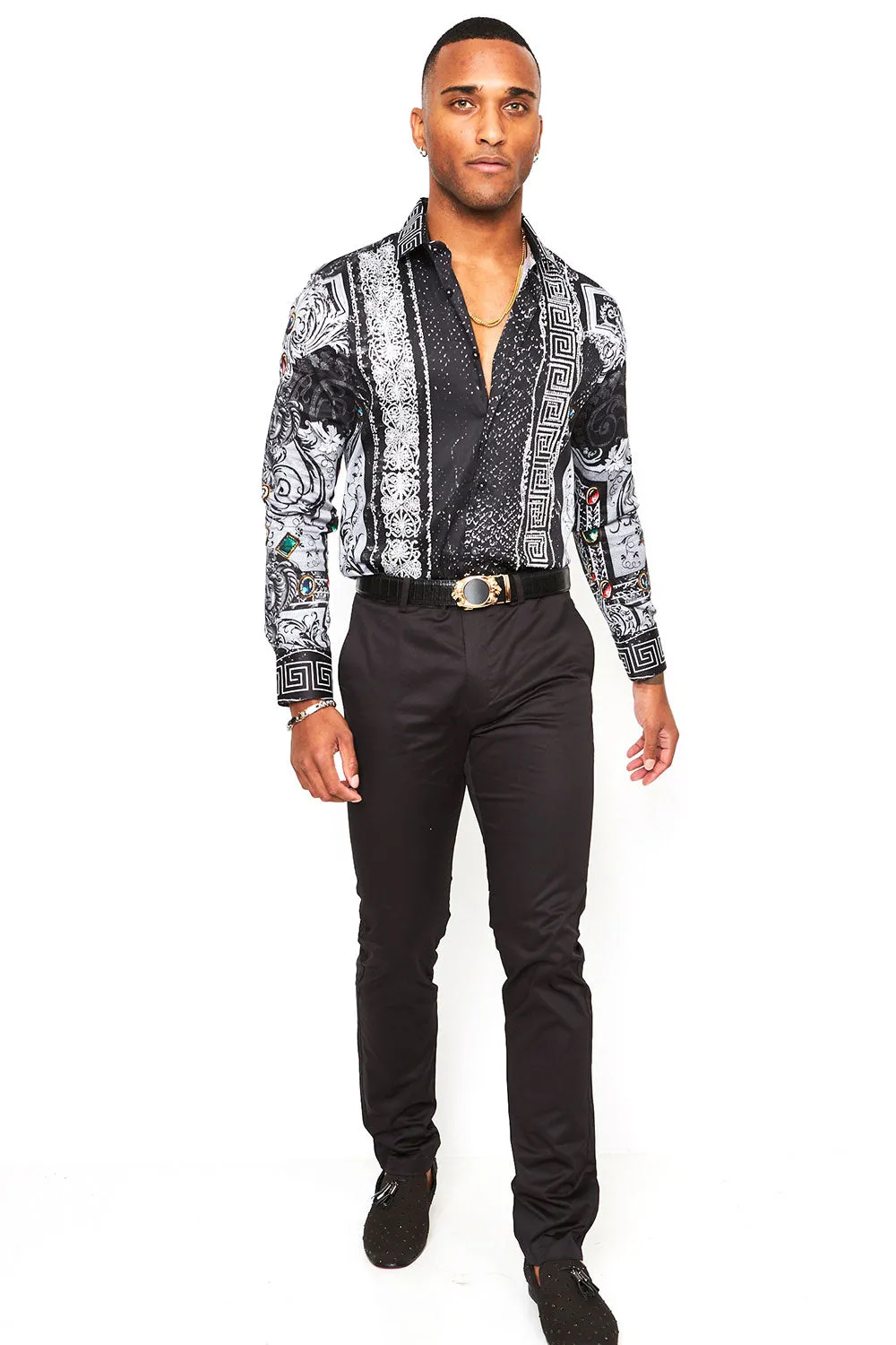 Summer Night Rhinestone Long Sleeve Shirt