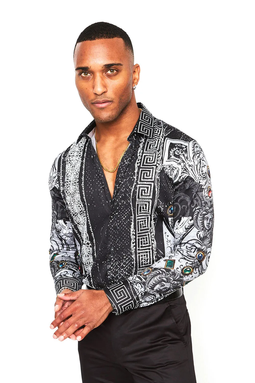 Summer Night Rhinestone Long Sleeve Shirt