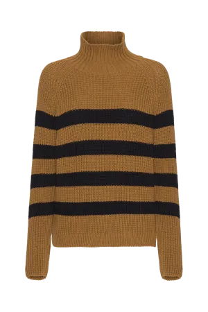Sweety High Neck Striped - Bronze Brown/Black Stripe