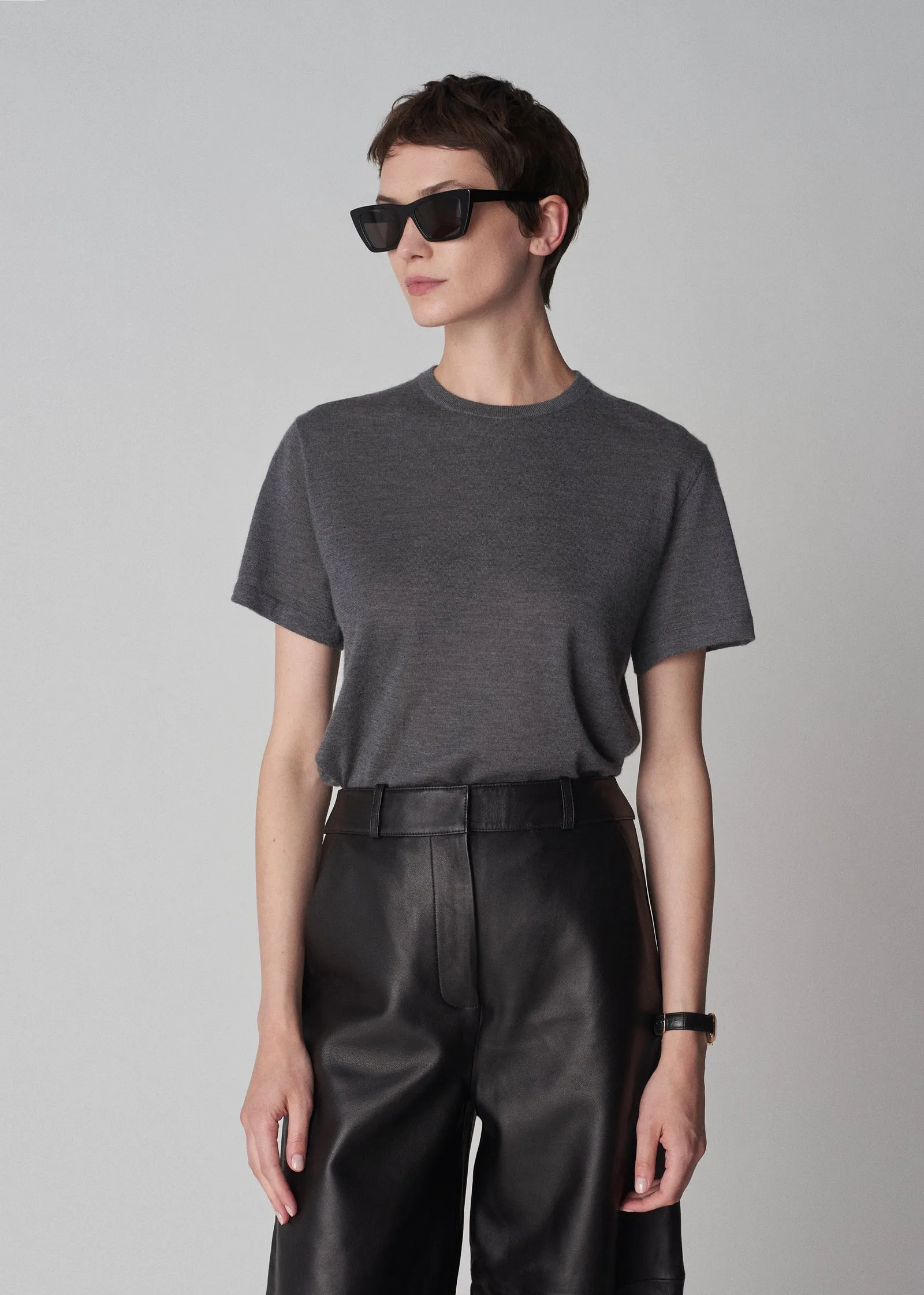 T-Shirt in Fine Cashmere - Grey