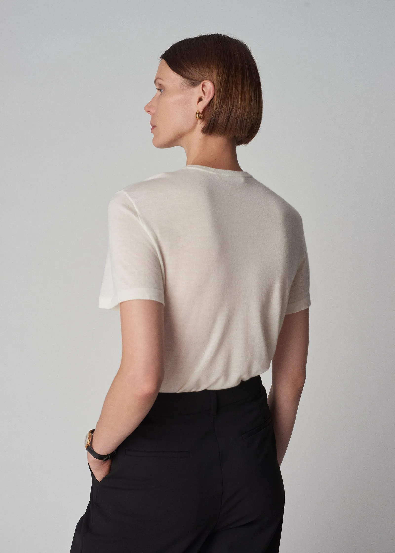 T-Shirt in Fine Cashmere - Ivory