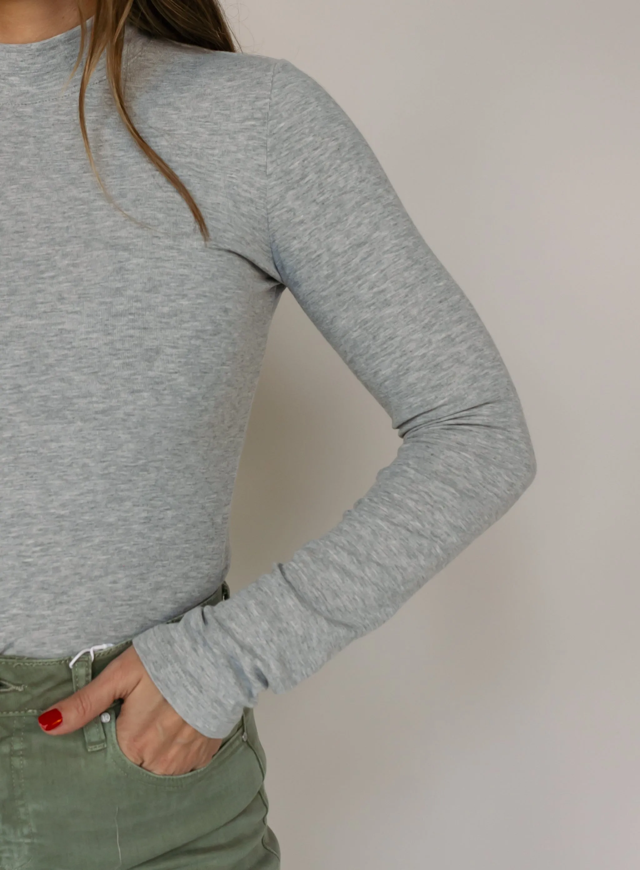 Thea Long Sleeve Top - Heather Grey - Final Sale