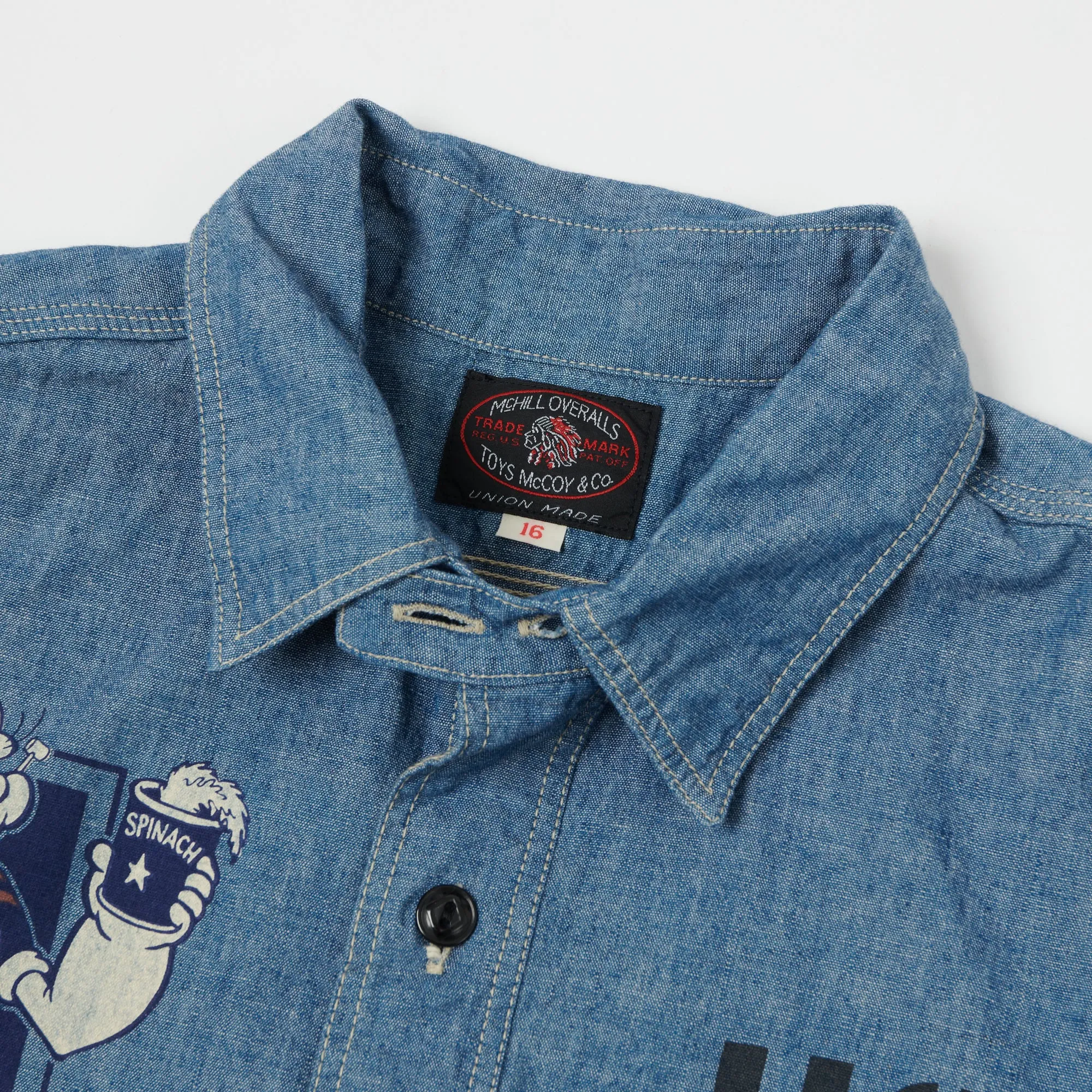 TOYS McCOY TMS2003 'Popeye' Print Military Chambray Shirt - Blue
