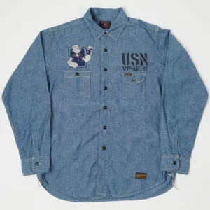 TOYS McCOY TMS2003 'Popeye' Print Military Chambray Shirt - Blue
