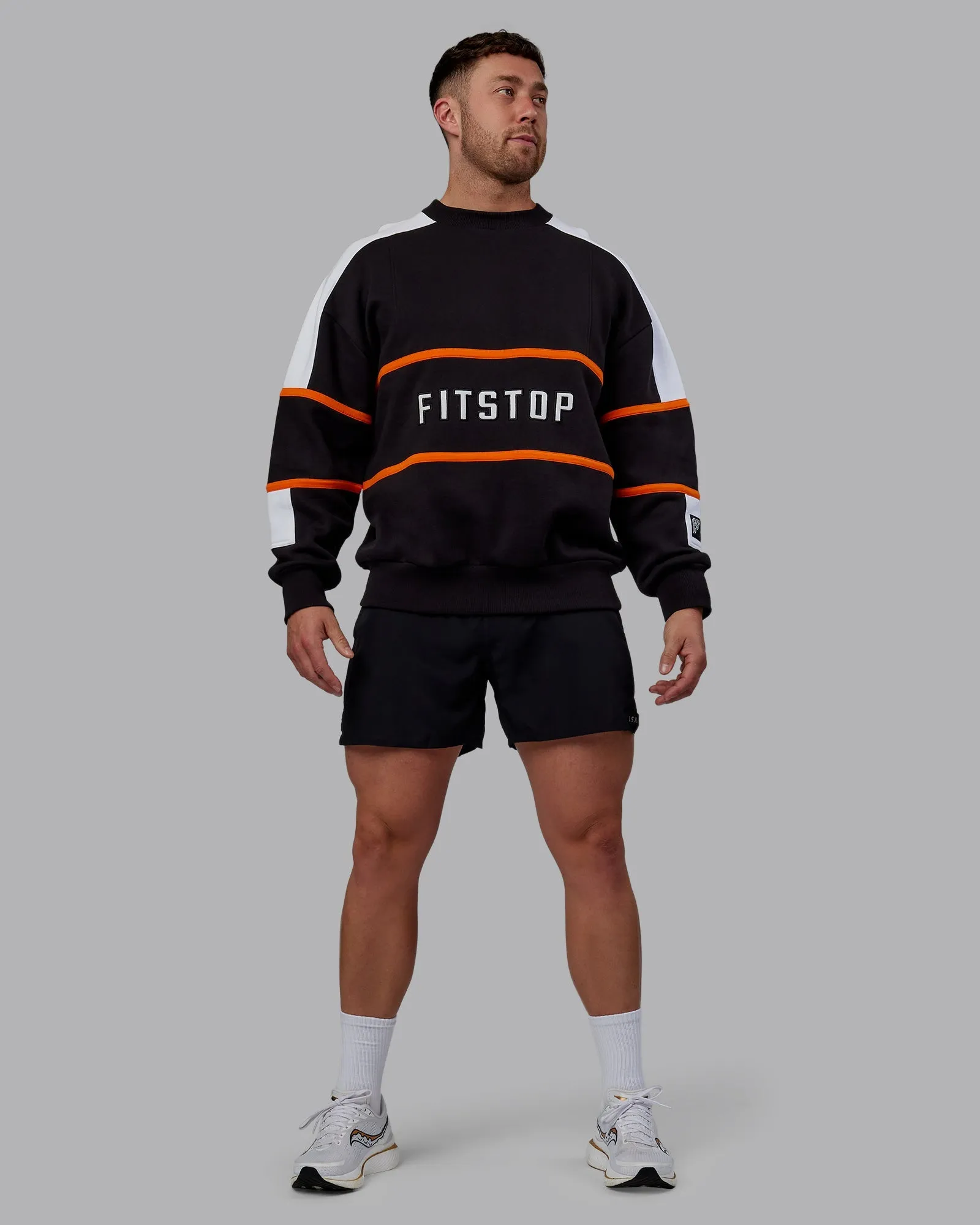 Unisex Fit Stop Move More Sweater Oversize - Black-White