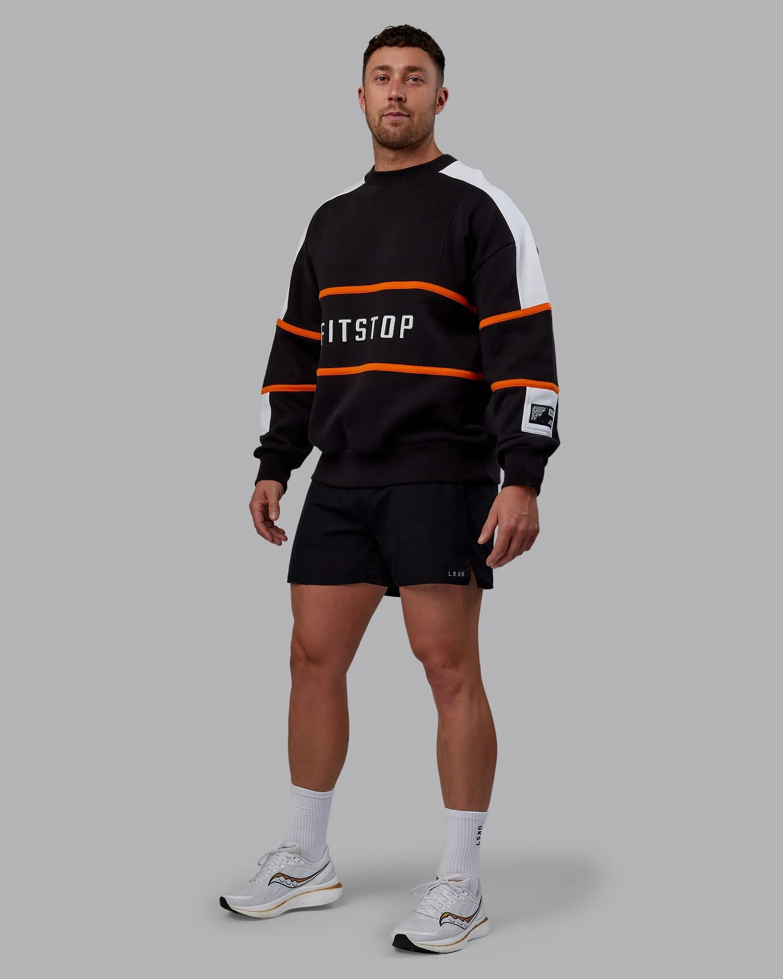 Unisex Fit Stop Move More Sweater Oversize - Black-White