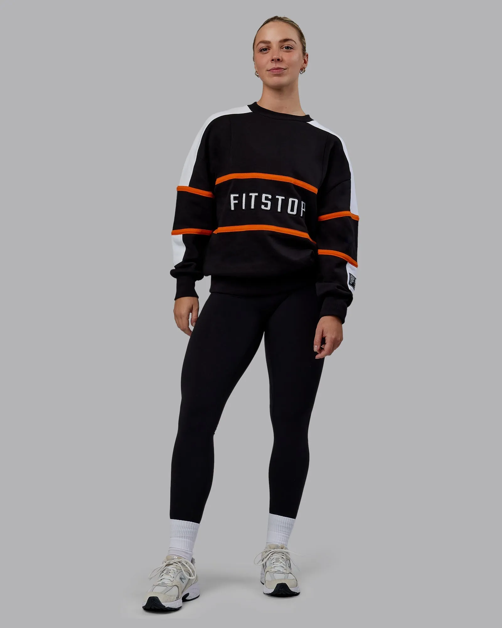Unisex Fit Stop Move More Sweater Oversize - Black-White