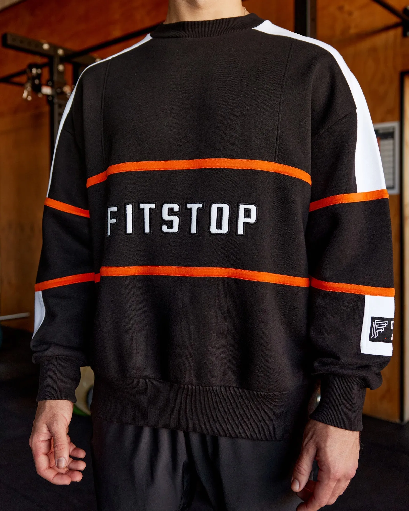 Unisex Fit Stop Move More Sweater Oversize - Black-White