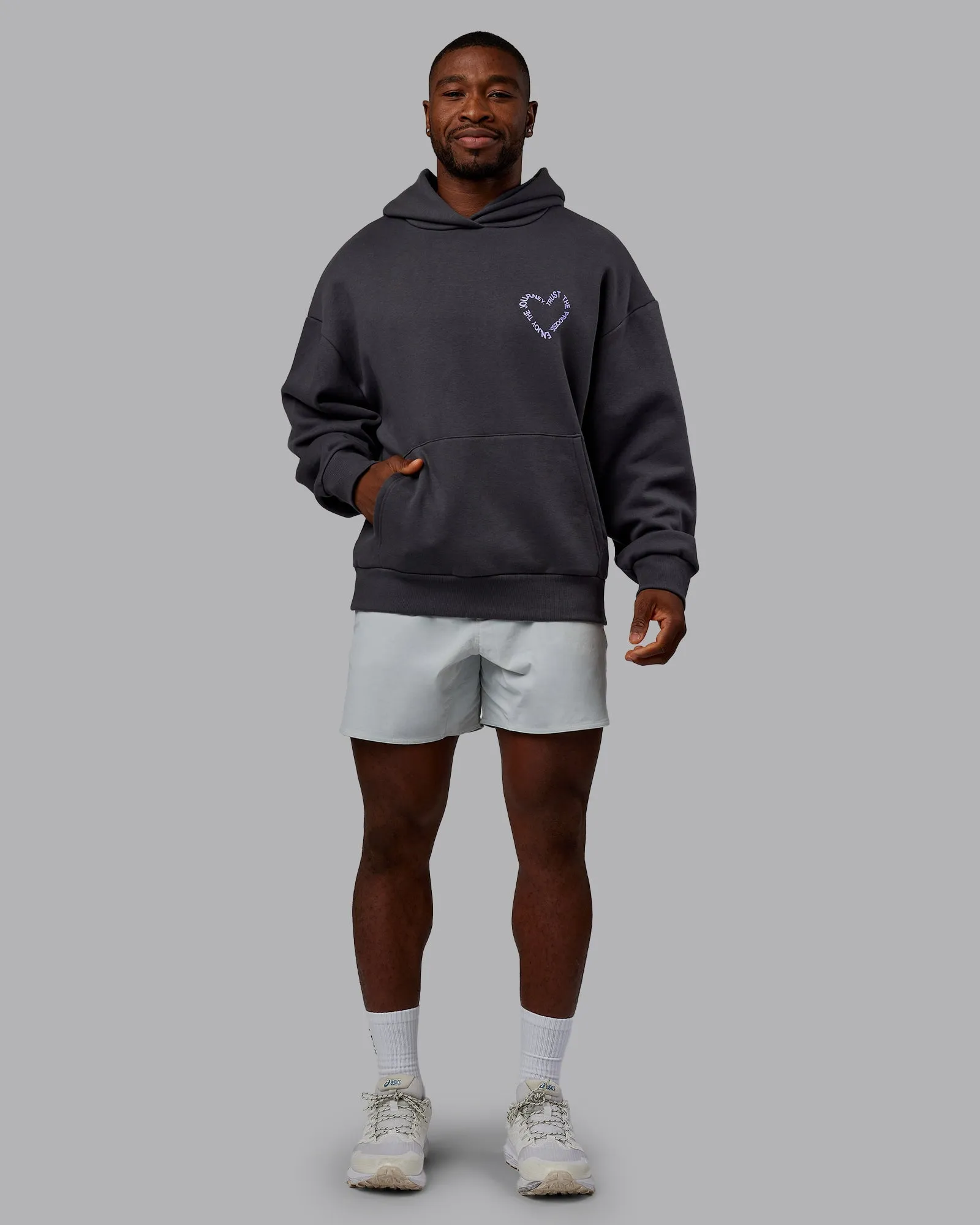 Unisex Love The Process Oversize Hoodie - Dark Storm-Violet Ray