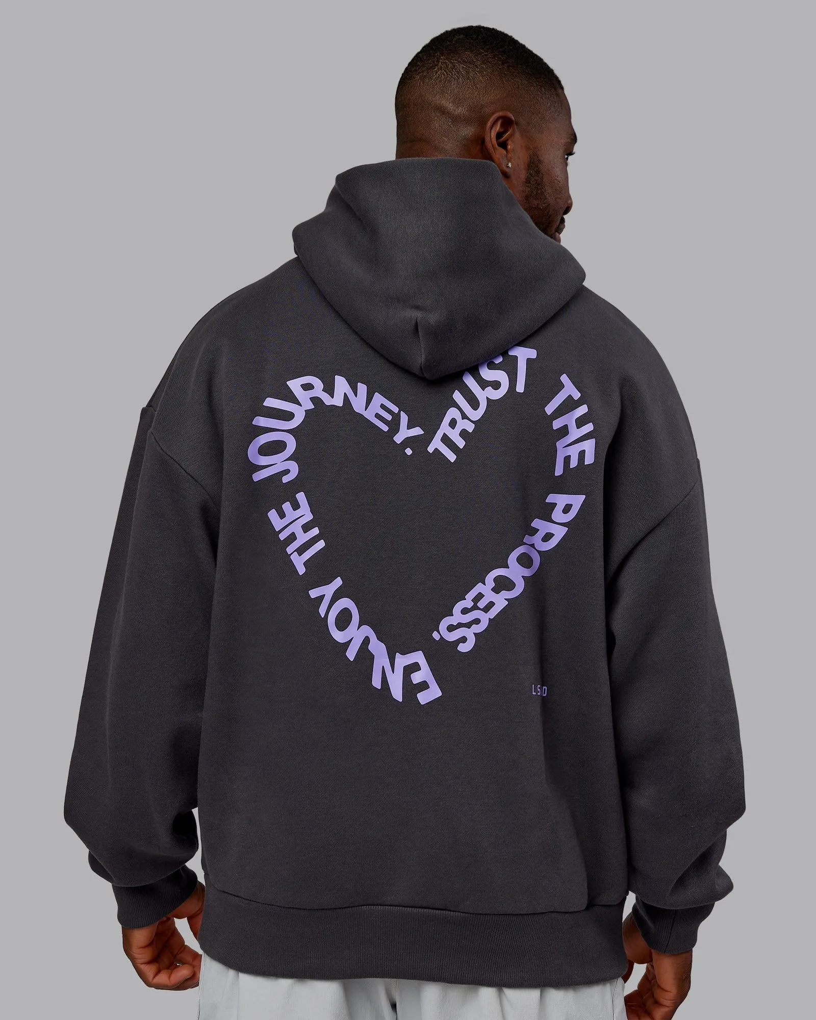 Unisex Love The Process Oversize Hoodie - Dark Storm-Violet Ray