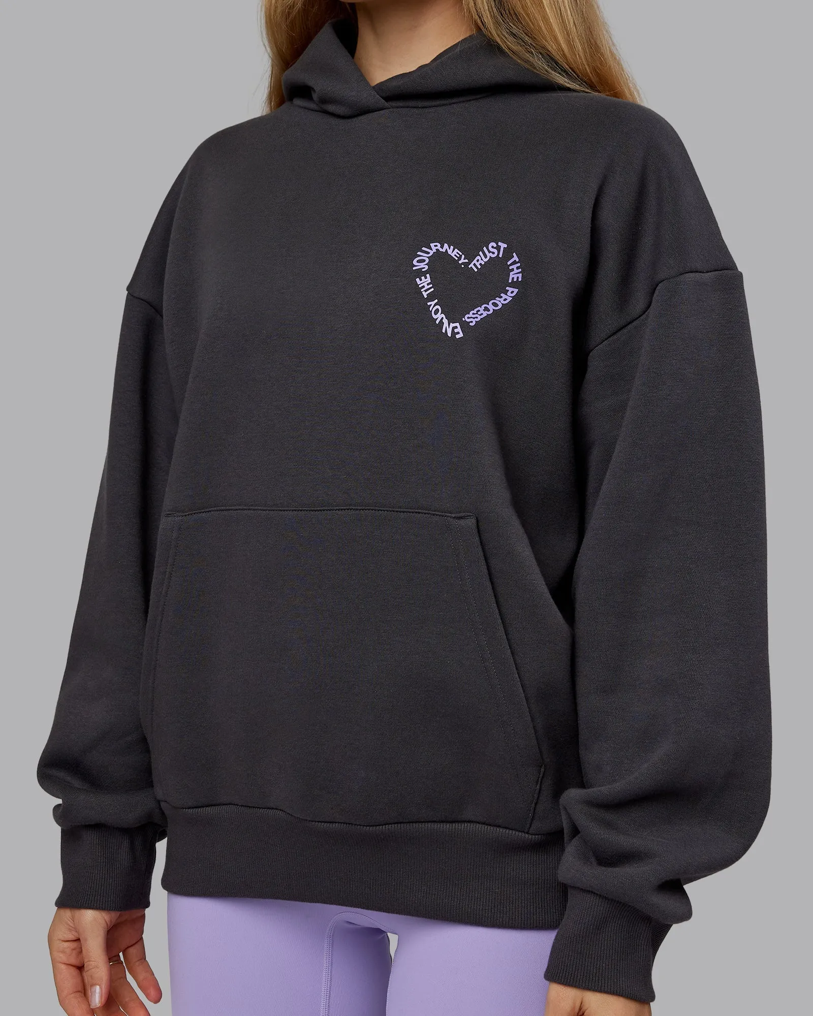Unisex Love The Process Oversize Hoodie - Dark Storm-Violet Ray