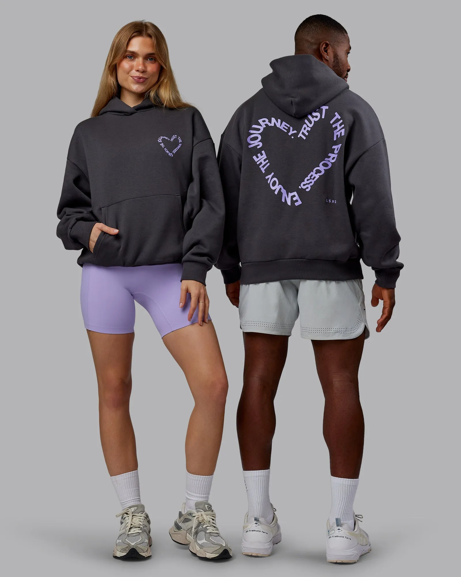 Unisex Love The Process Oversize Hoodie - Dark Storm-Violet Ray