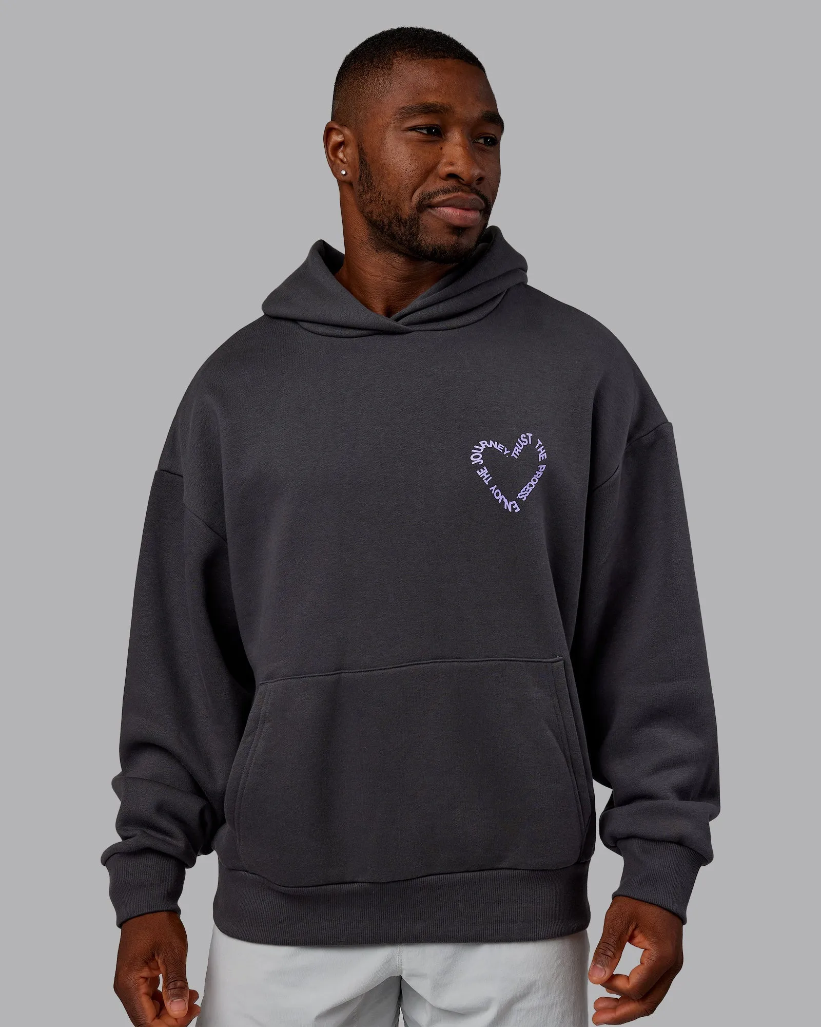 Unisex Love The Process Oversize Hoodie - Dark Storm-Violet Ray