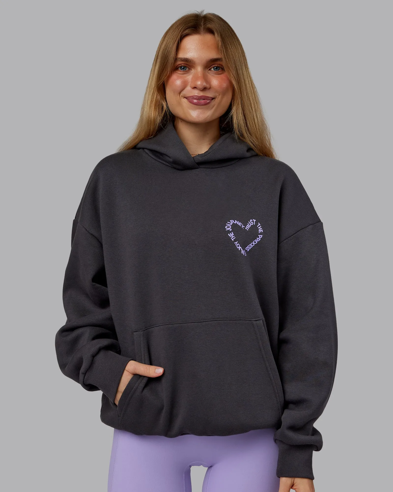 Unisex Love The Process Oversize Hoodie - Dark Storm-Violet Ray