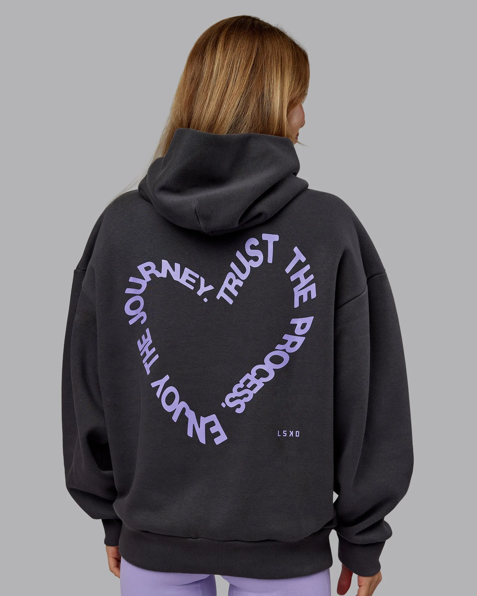 Unisex Love The Process Oversize Hoodie - Dark Storm-Violet Ray