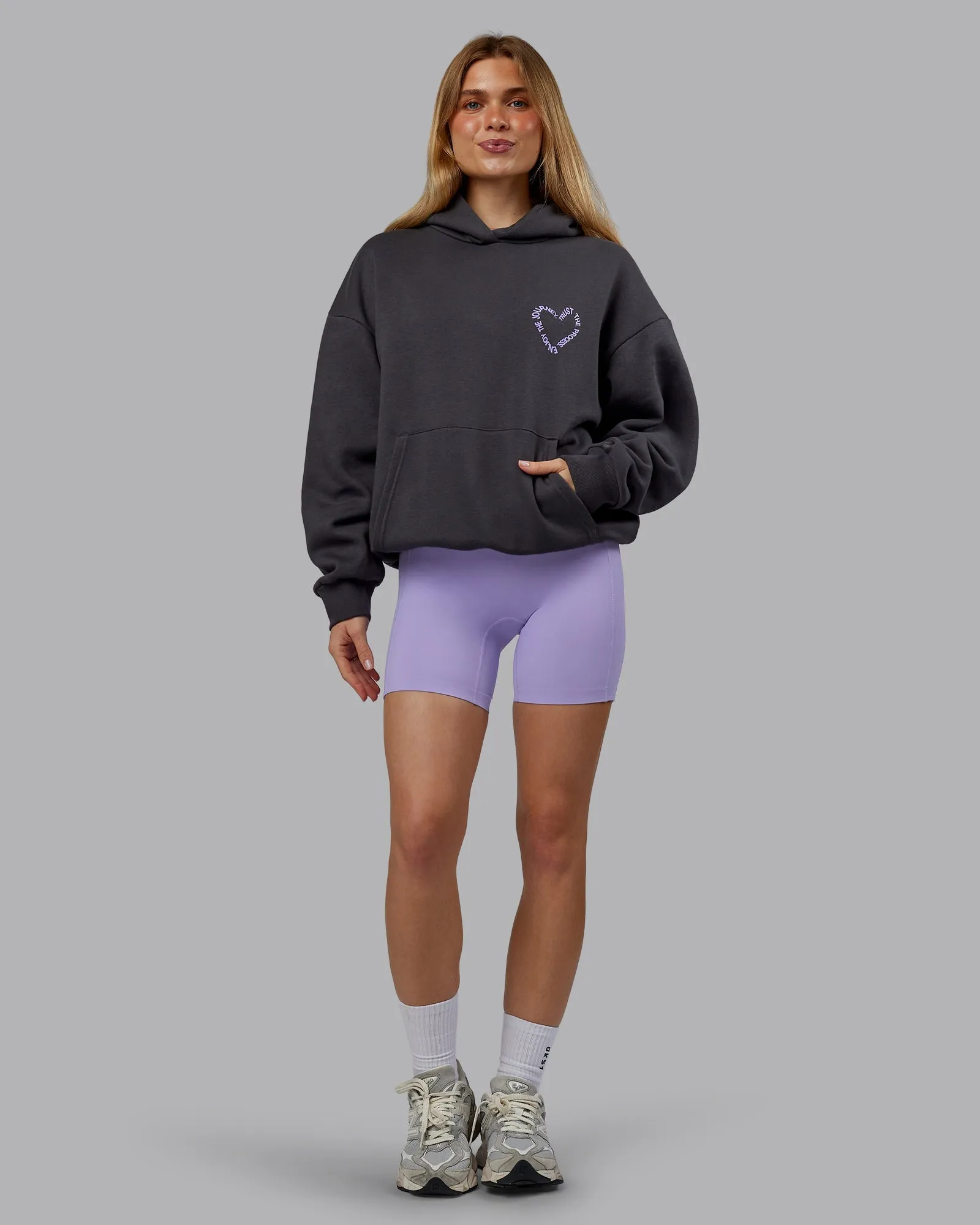 Unisex Love The Process Oversize Hoodie - Dark Storm-Violet Ray